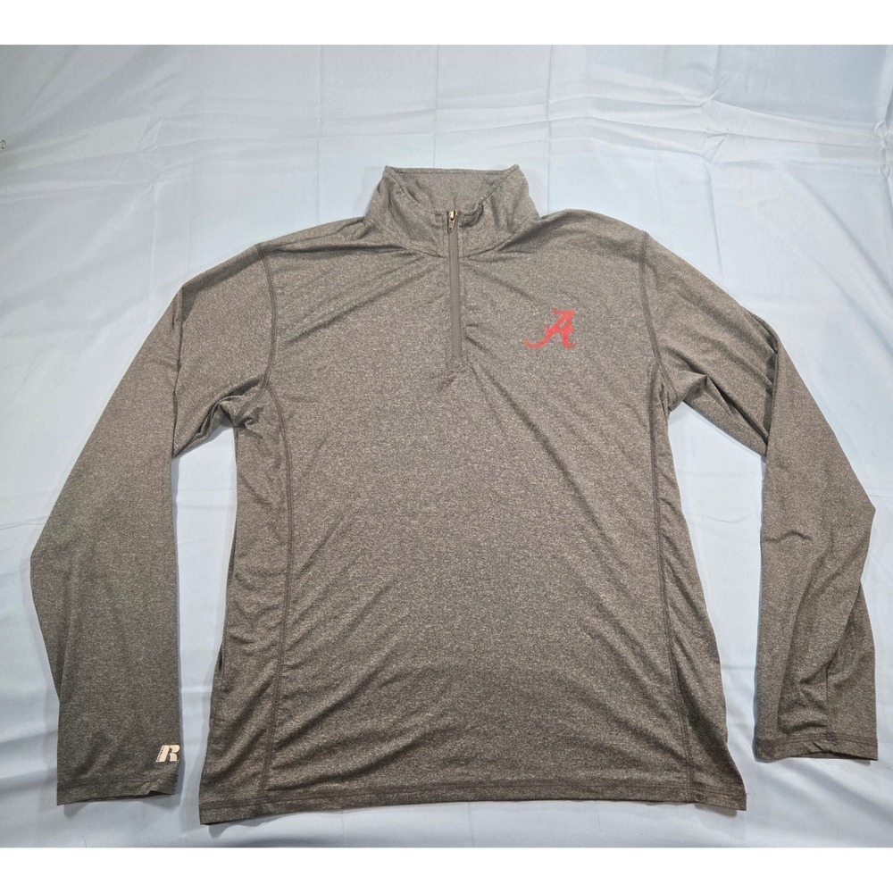 Russell Alabama Crimson Tide Mens Large Gray Quarter Zip Pullover Shirt L